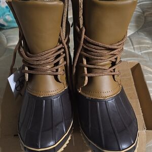 Brown and Black Duck Boots
